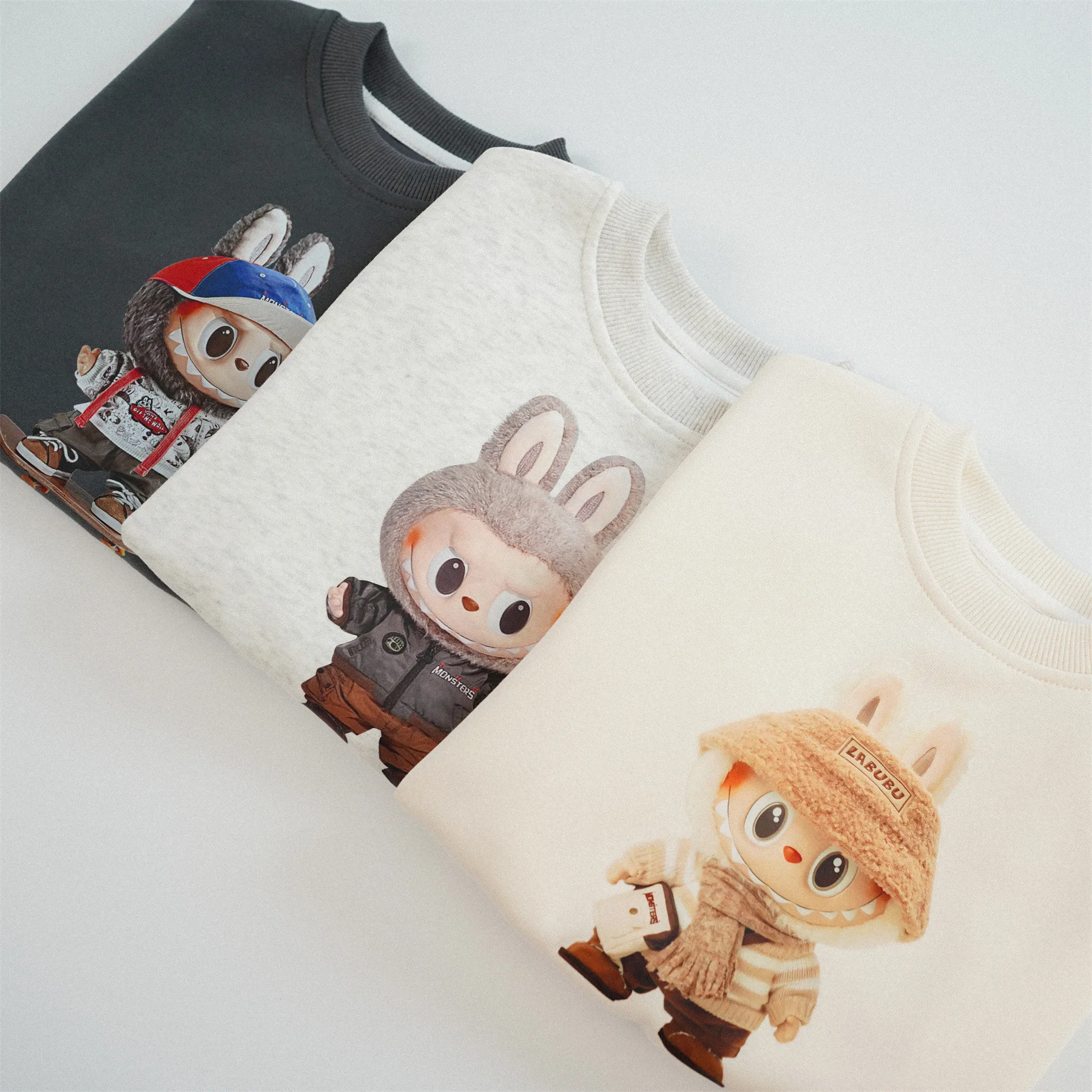 2025 Autumn New Children Long Sleeve Cartoon Sweatshirt Cute Print Boys Girls Casual Pullover Baby Cotton Tops Kids Clothes