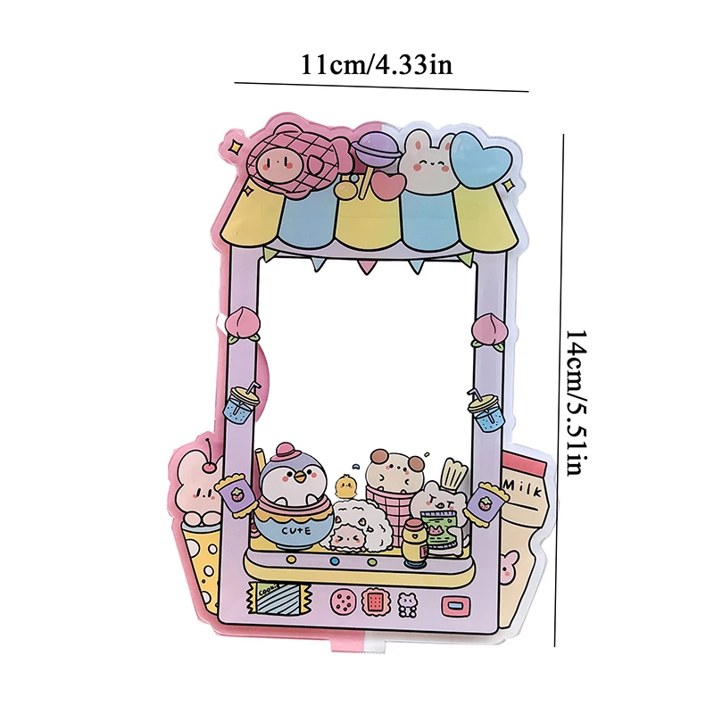 INS Cute Acrylic Photocard Frame Lovely Cartoon Animals Card Holder Display Stand Desktop Decor Photo Frame School Stationery