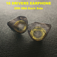 2DD 6BA IEM Earphones HiFi Earbuds 16 Dirvers Hybrid Headphones in-ear Monitors Audiophile IEMs DIY 2pin Detachable Cable 3.5mm