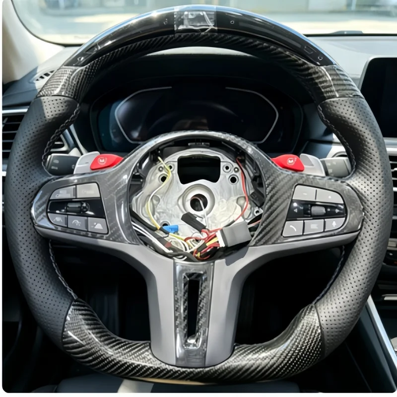 

Светодиодный руль с индивидуальной отделкой из карбона и кожи для BMW G20, G30, G80, G31, G11, M3, M4, M5, 330i, 330e, 340i