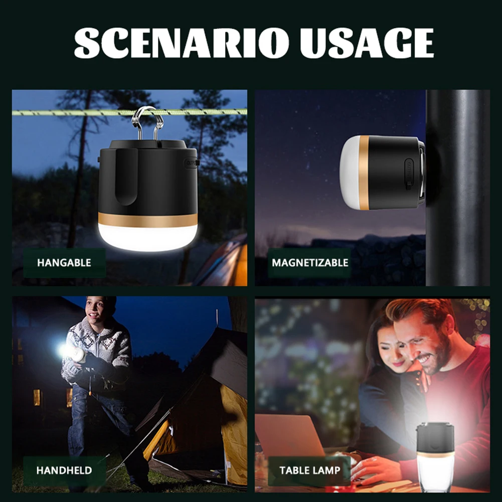 Outdoor Portable Camping Lights Led Tent Lamp With Magnetic Base Rechargeable Mini Tent Lamp For Camping Equipment Power Outages