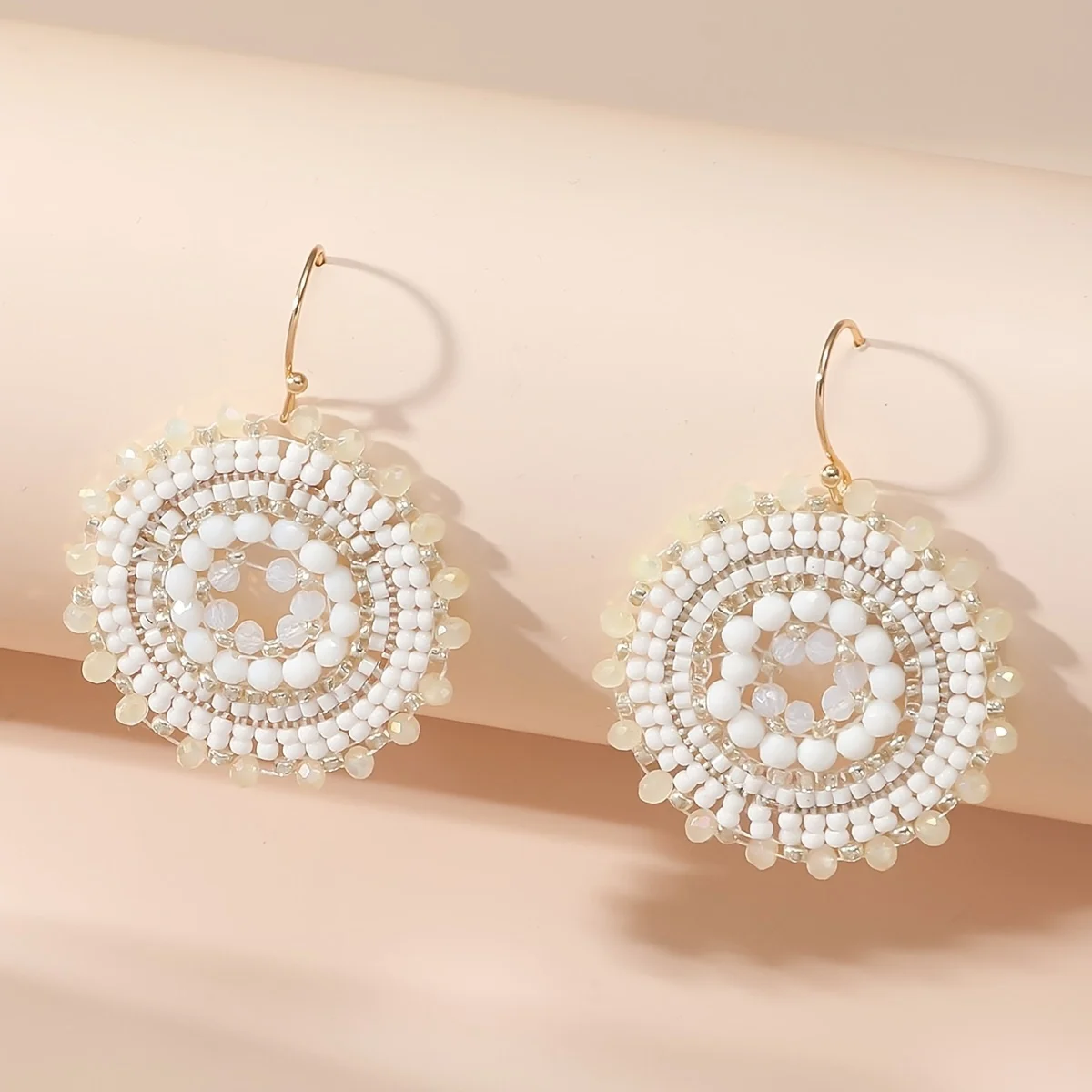 Vintage Floral Rhinestone Beads Drop Swing Earrings
