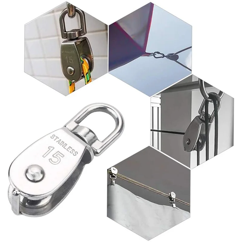 ETRT 24 pezzi M15 puleggia singola blocco filo sospeso ruota di traino girevole cavo di sollevamento cavo puleggia rullo