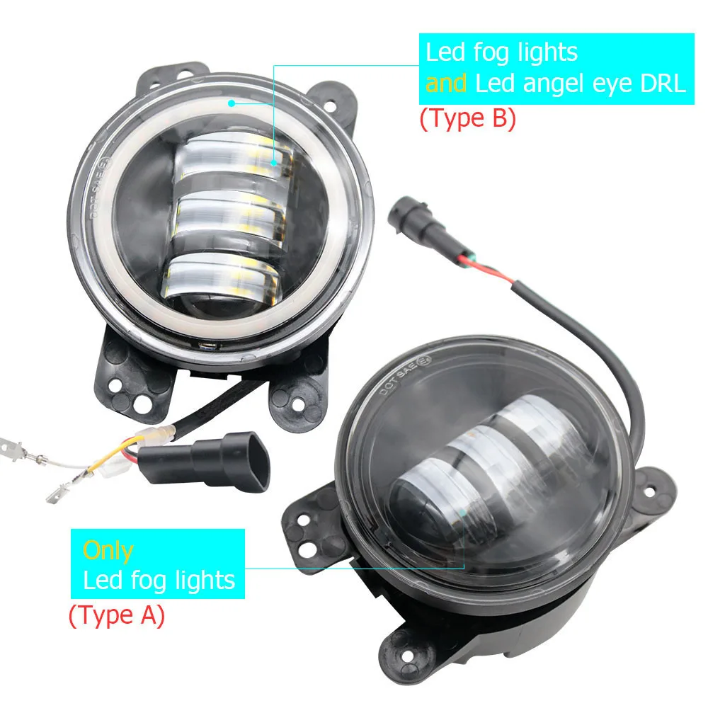 Pair LED Car Fog Light Assembly PTF /w Lens Angel Eye DRL Daytime Running Lamp for Chrysler PT Cruiser 2006 2007 2008 2009 2010