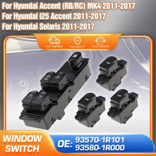 Imagen 1 del producto Para Hyundai Accent MK4 Hyundai i25 Accent Hyundai Solaris 2011 2012 2013 2014 2015 2016 2017 botón de Control del interruptor de la ventana eléctrica