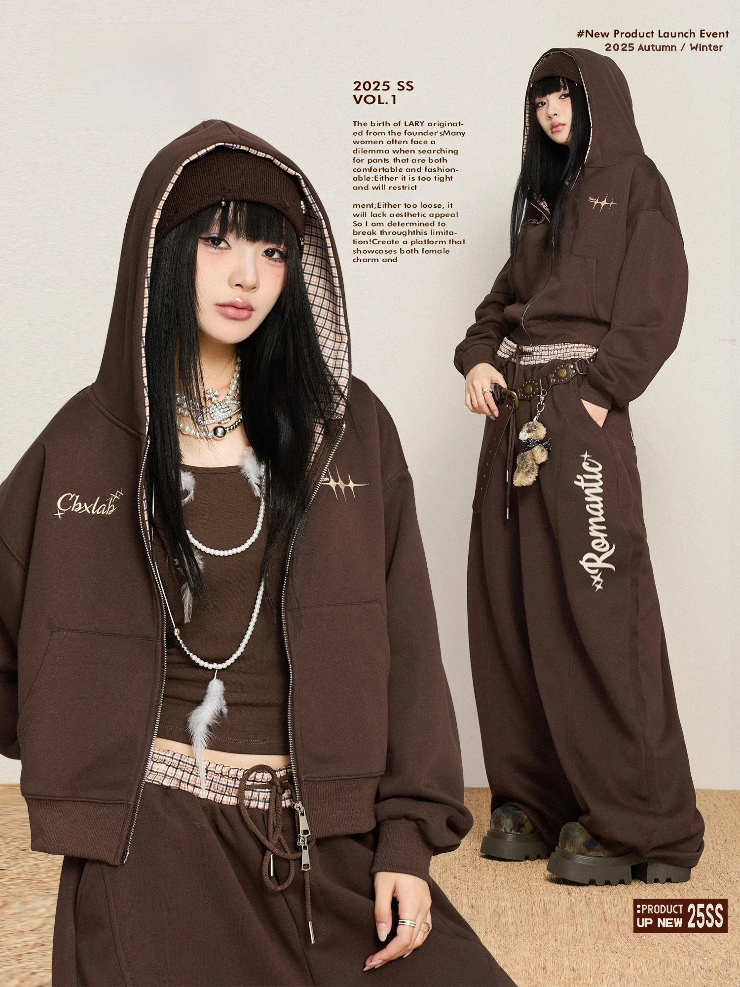 

Комплект CBXLAB Street Dance Trend: осенне-зимний ретро-костюм в клетку, стильный и дерзкий, с длинным рукавом, худи и спортивные брюки в стиле хип-хоп с драпировкой