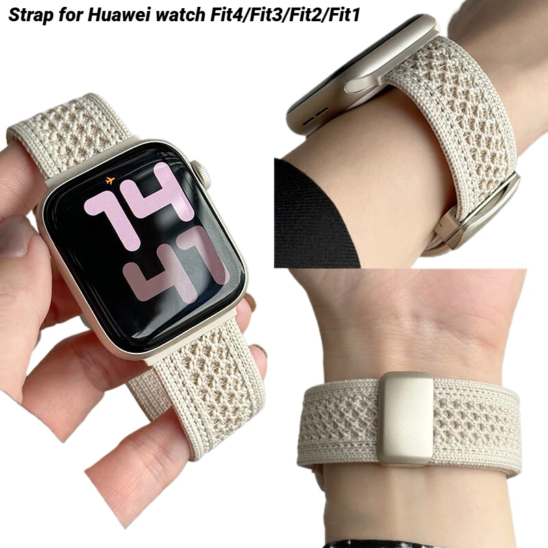 

Магнитный ремешок для часов Huawei Fit4/3, нейлоновый браслет Correa, ремешок для часов Huawei Watch Fit2/1, спортивный ремешок для женщин и мужчин, браслет