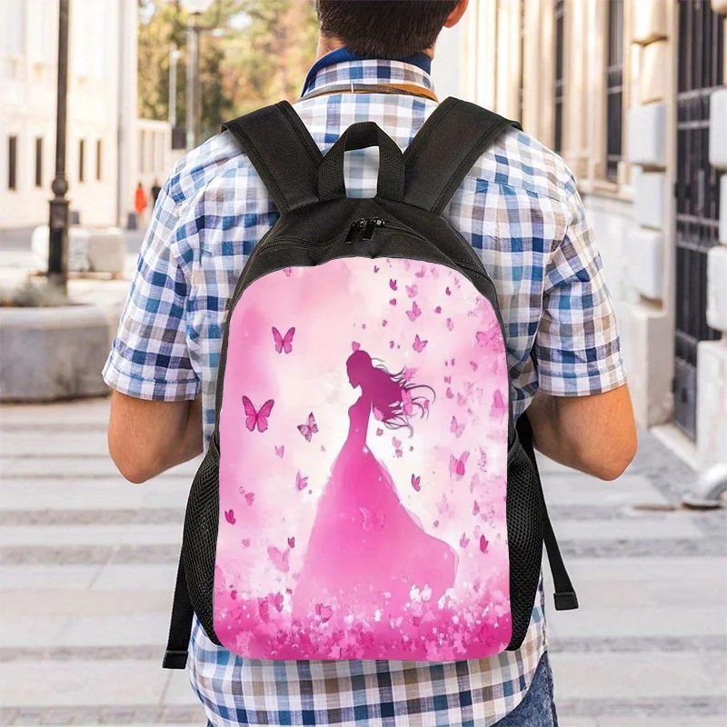 

2D flat printed backpack, spring casual backpack, butterfly buckle design, suitable for campus, travel, camping and daily