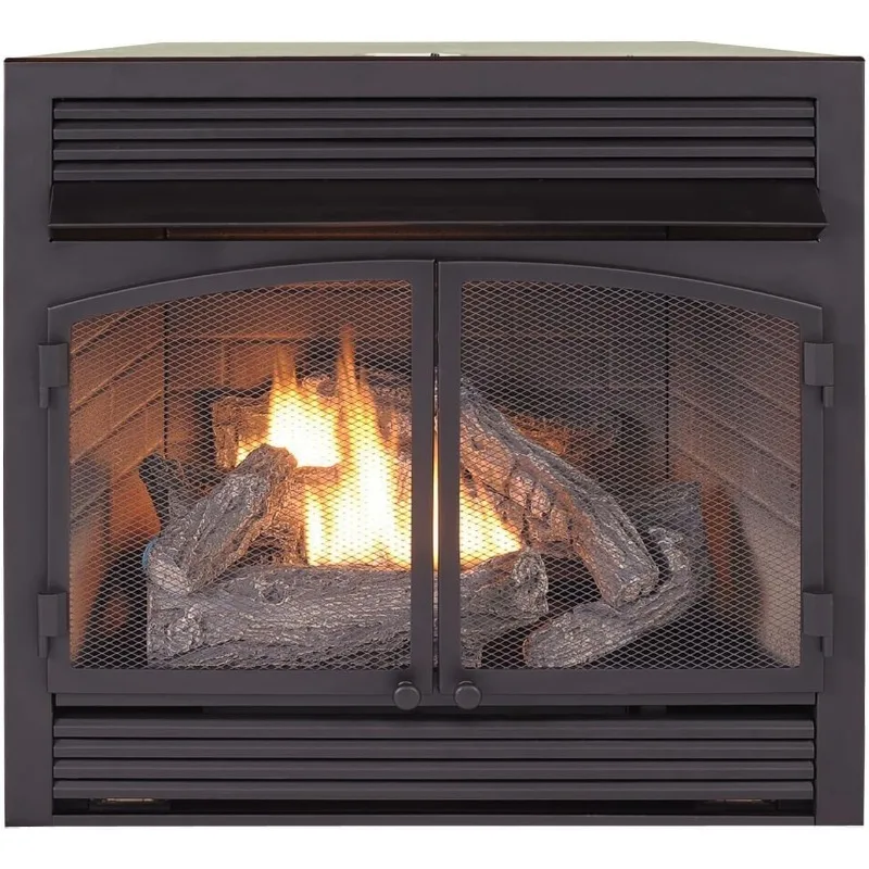 Duluth Forge Dual Fuel Ventless Gas Fireplace Insert, Remote Control, 6 Fire Logs, Use with Natural Gas or Liquid Propane