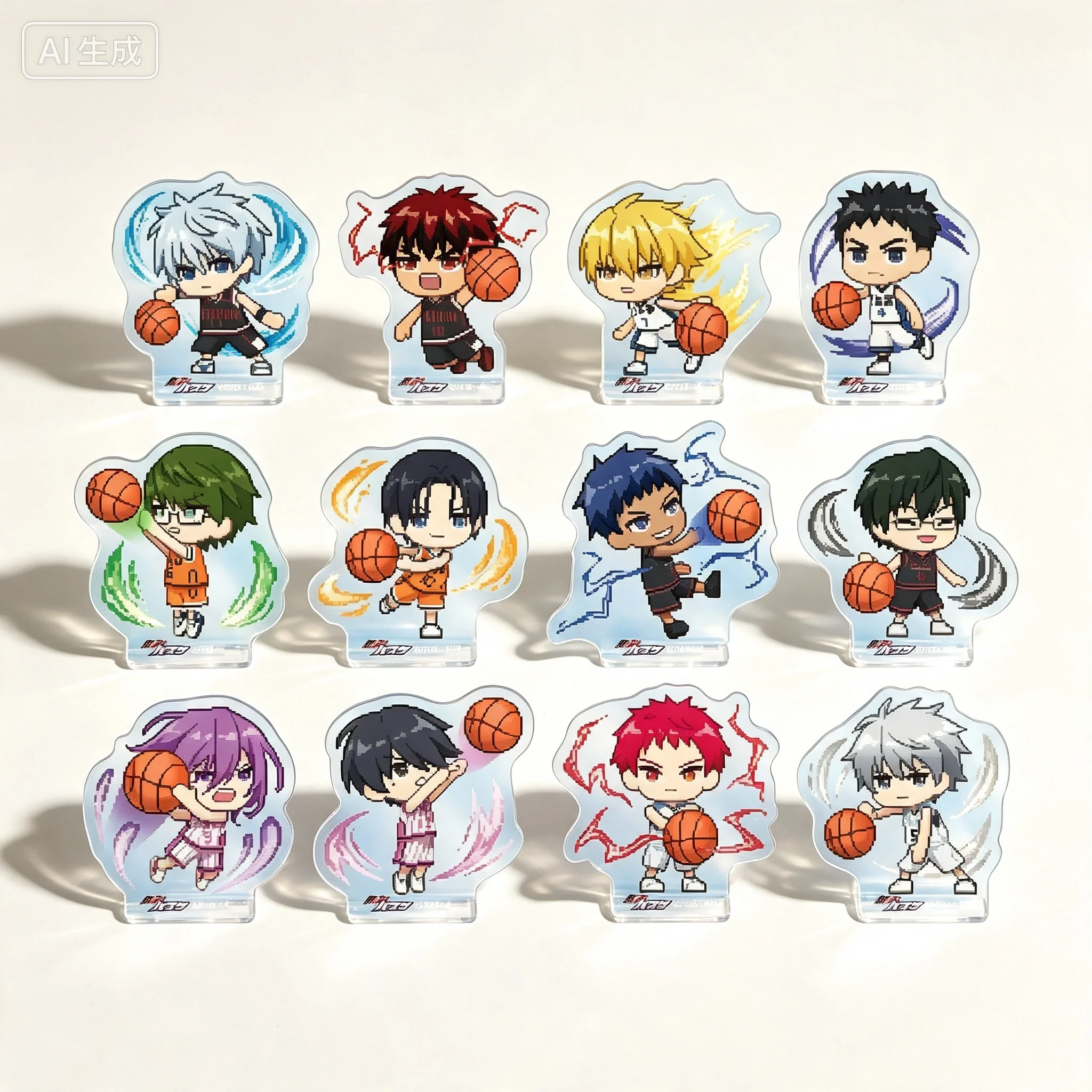 Anime Kuroko's Basketball Tetsuya Kuroko Pixel Q-style Ver Acrylic Stand Model Plate Keychains Desk Decorations