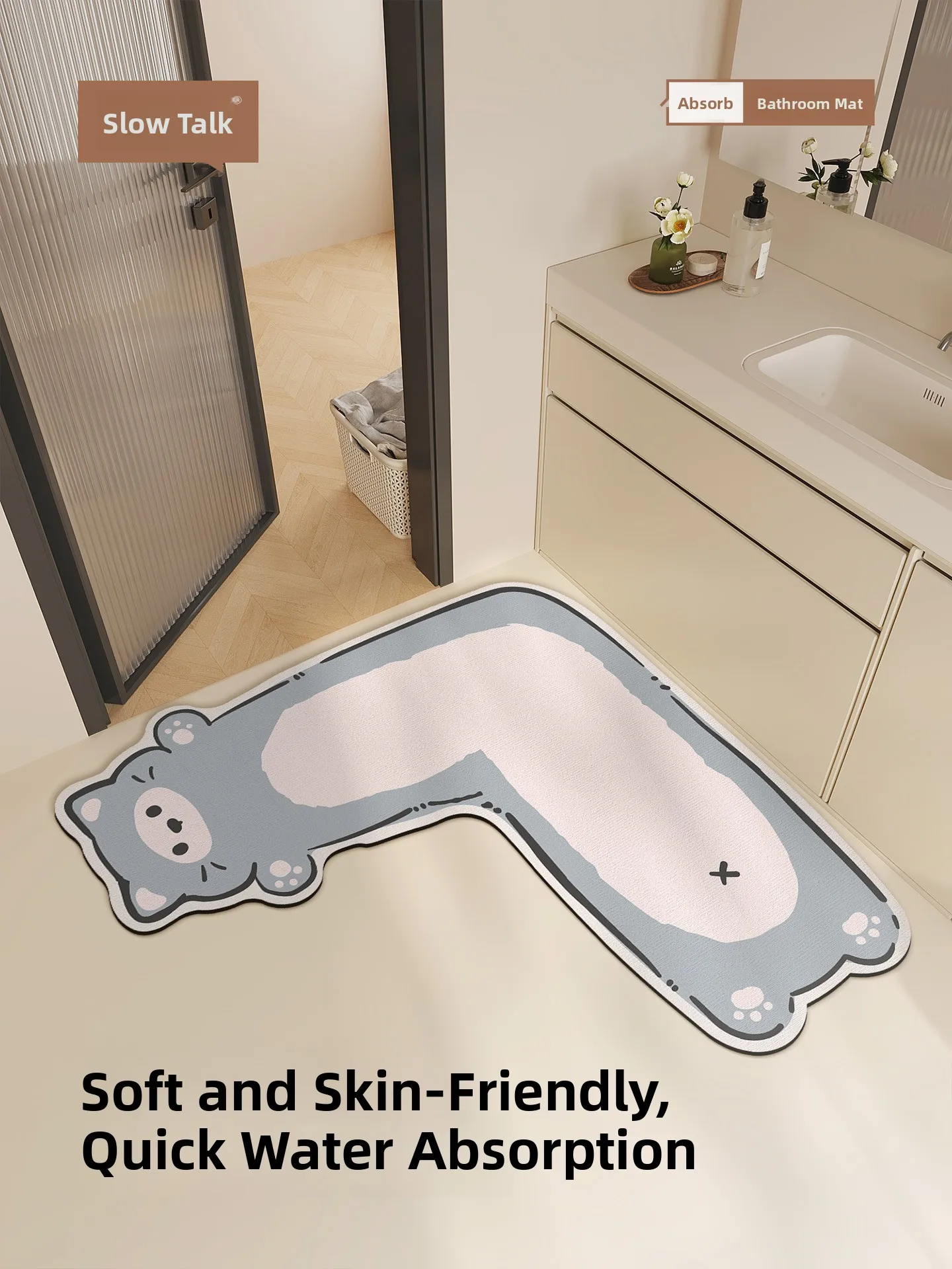 

Batoom Kitchen Sink L-aped Non-Slip Absorbent Mat Toilet Entrance Carpet Home Use Qui Dry l Rubber Floor Mat