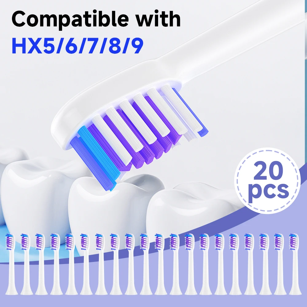 

Сменные насадки для зубных щеток Philips (4/8/12/20 шт.), совместимые с электрическими зубными щетками Philips