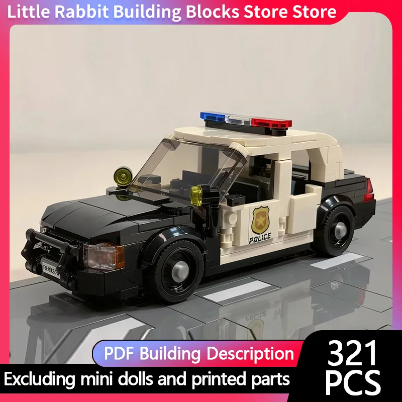 City Car Model MOC Building Bricks Full-Size Police Interceptor Car Modular Technology Children Holiday Gifts Assemble Toys Suit