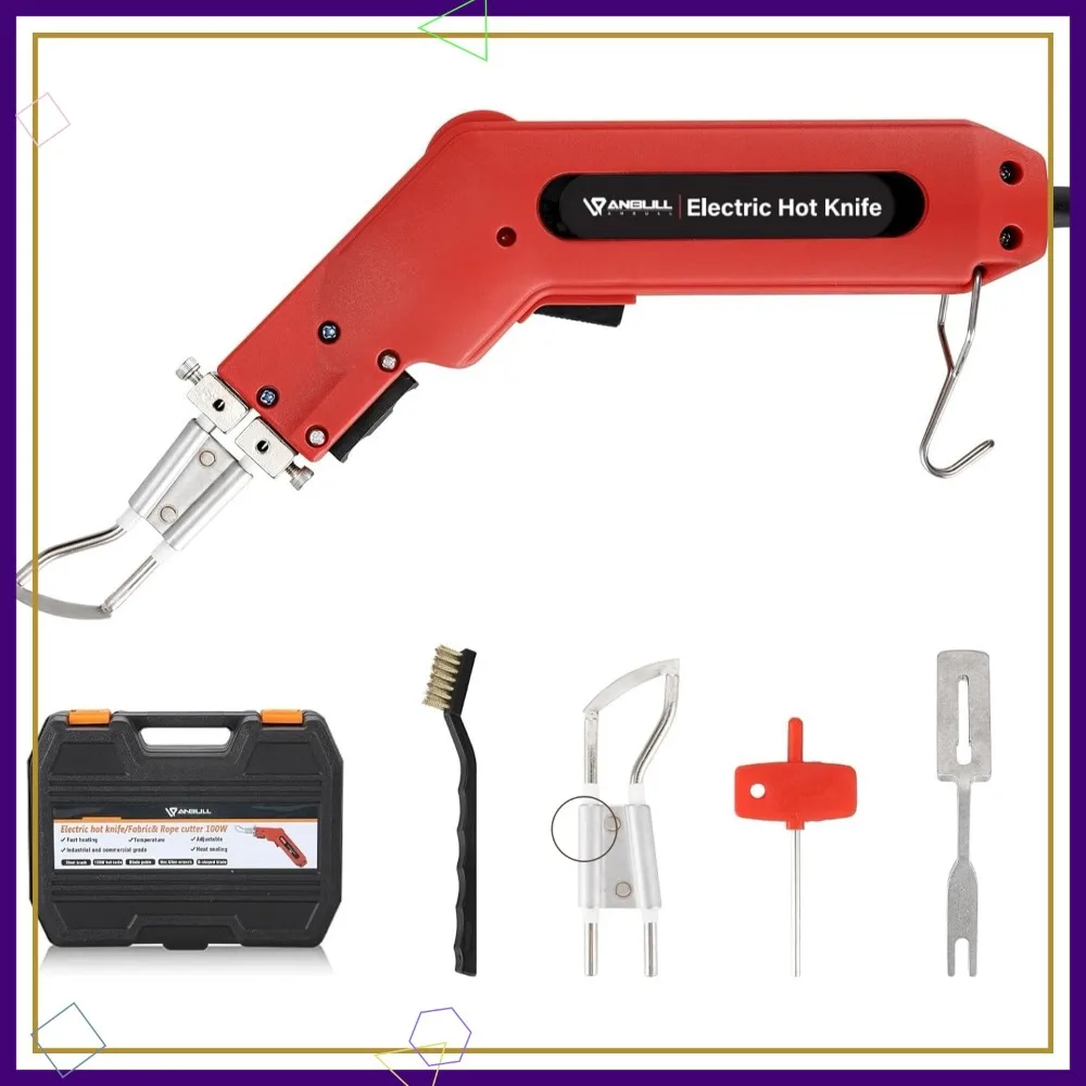 

100W Electric Hot Knife Heat Sealer for Fabric Rope Cutting, Adjustable Power, Cutting Tool Kit with Blades & Accessories 110V