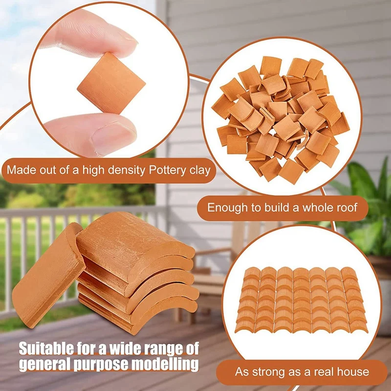 500 Pcs Roof Tiles Building Set Miniature Tiles Mini Dollhouse Shingles Fake Tile Dollhouse Kitchen Garden Accessories