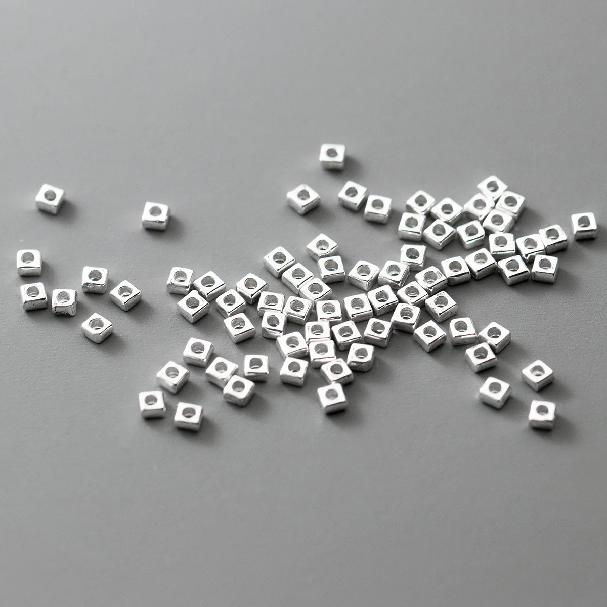 5pcs/lot 925 Sterling Silver Mini Square Loose Beads 2.5mm Handmade Necklace Bracelets Rings Spacer Silver Beads DIY Jewelry
