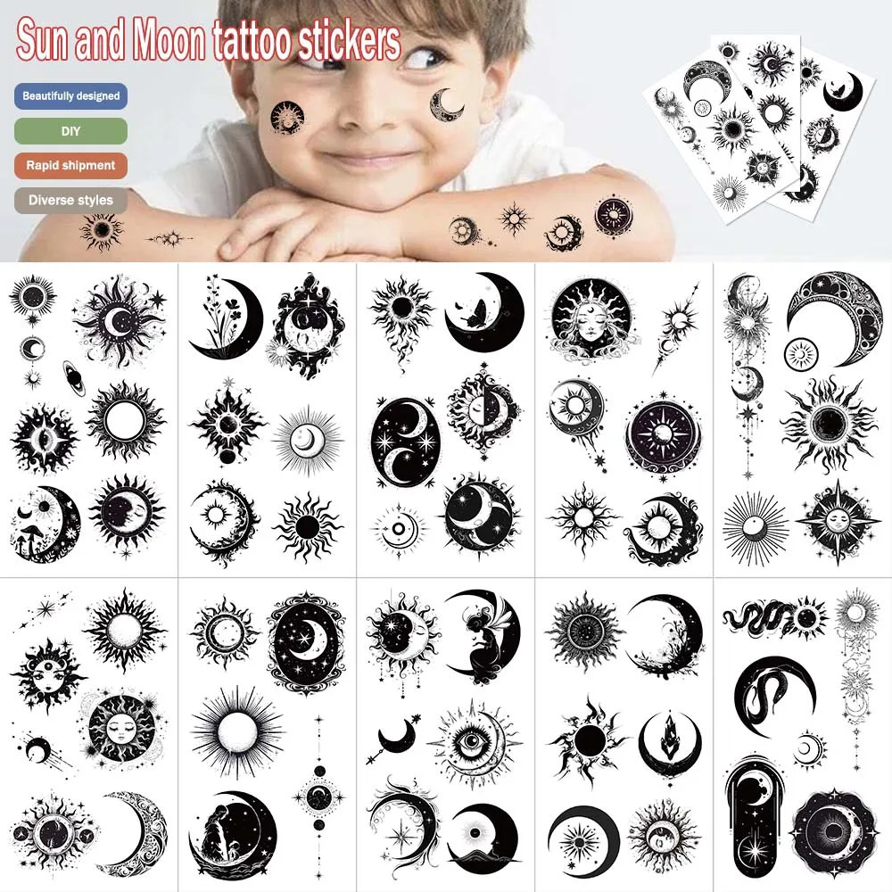 10pcs/set Sun moon tattoo stickers  Local body decoration temporary tattoo sticker