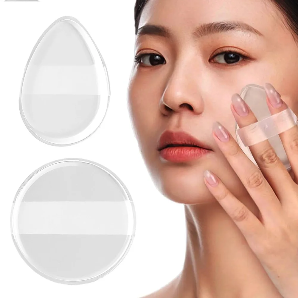 Puder do makijażu Silikonowy, nieprzywierający, miękki, przezroczysty, okrągły, w kształcie łezki, gąbka do makijażu do gładkiego blendowania