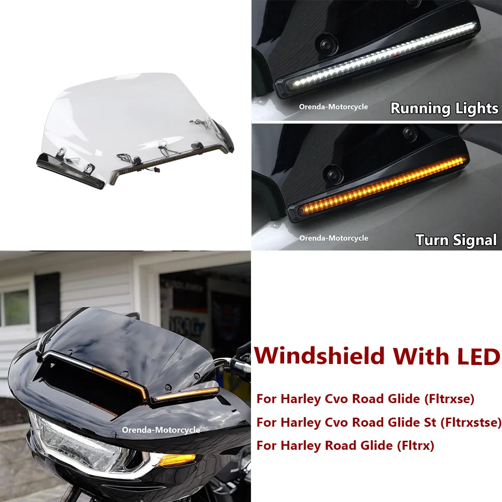 

Motorcycle Windshield With Complete Set Led Lamp For Harley Touring Cvo 117 121 Road Glide St Fltrxse Fltrxstse Fltrx 2023 2024