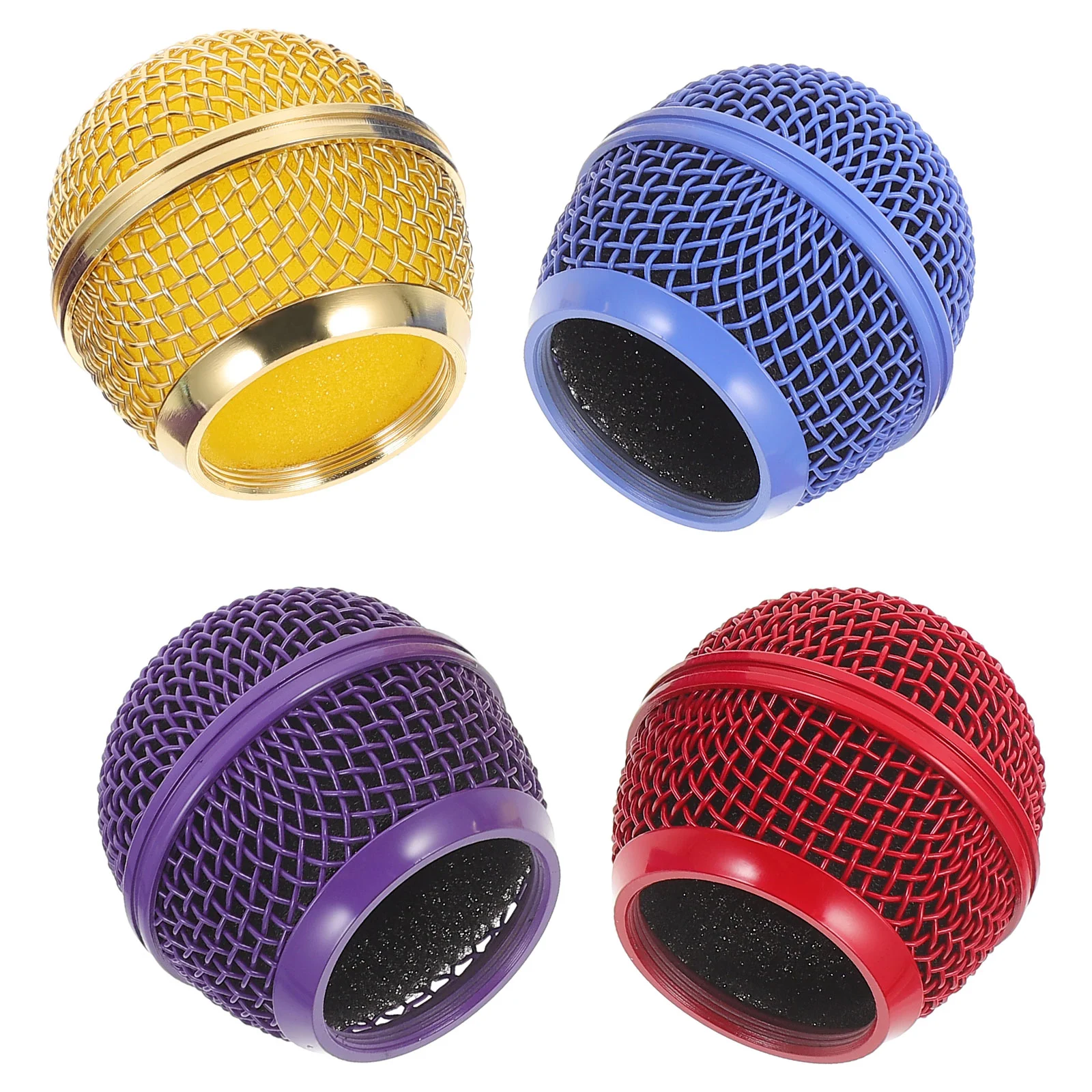 

4 Pcs Soft Colored Microphone Grille Wireless Microphones Replacement Metal