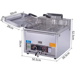 Malupin MLP-17L counter LPG gas deep fryer 17 liter commercial 1 tank chicken frying machine with thermostat temperature control