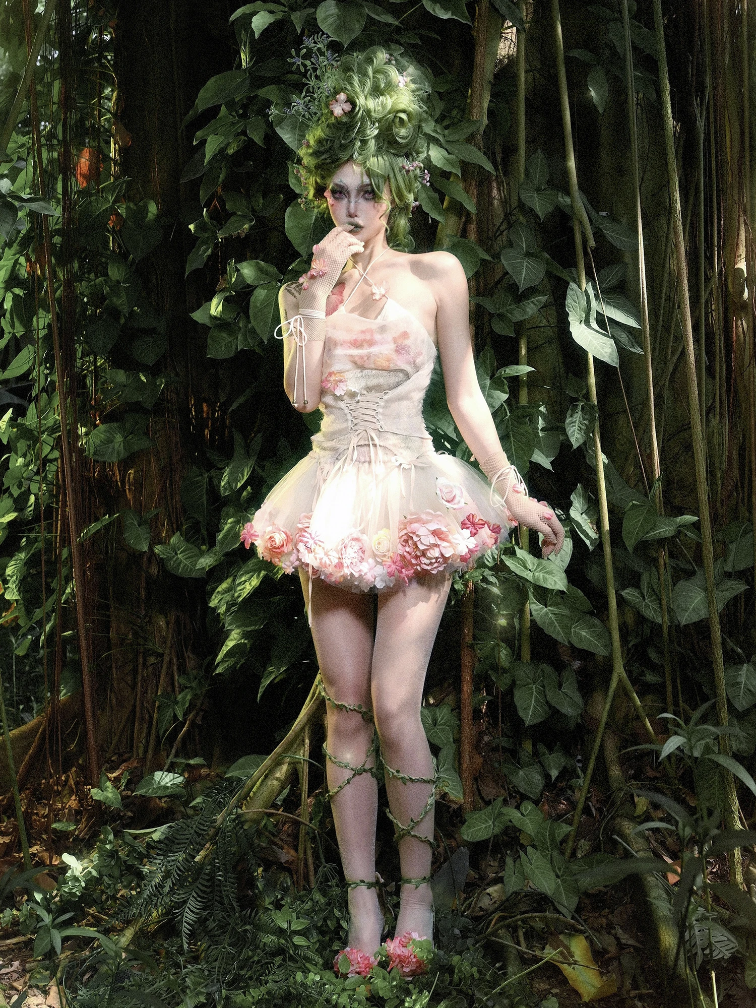 

Halloween Wear Special-Interest Design Flower Chiffon Small Sling Fairy Top Spring