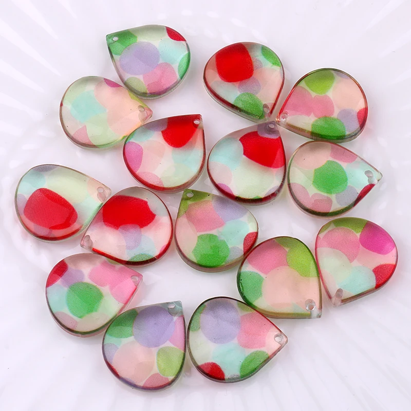 10pcs 17x19mm Small Water Drop Charms Pendant for Earring Necklace Key Chain Resin Colorful DIY Jewelry Making Supplies