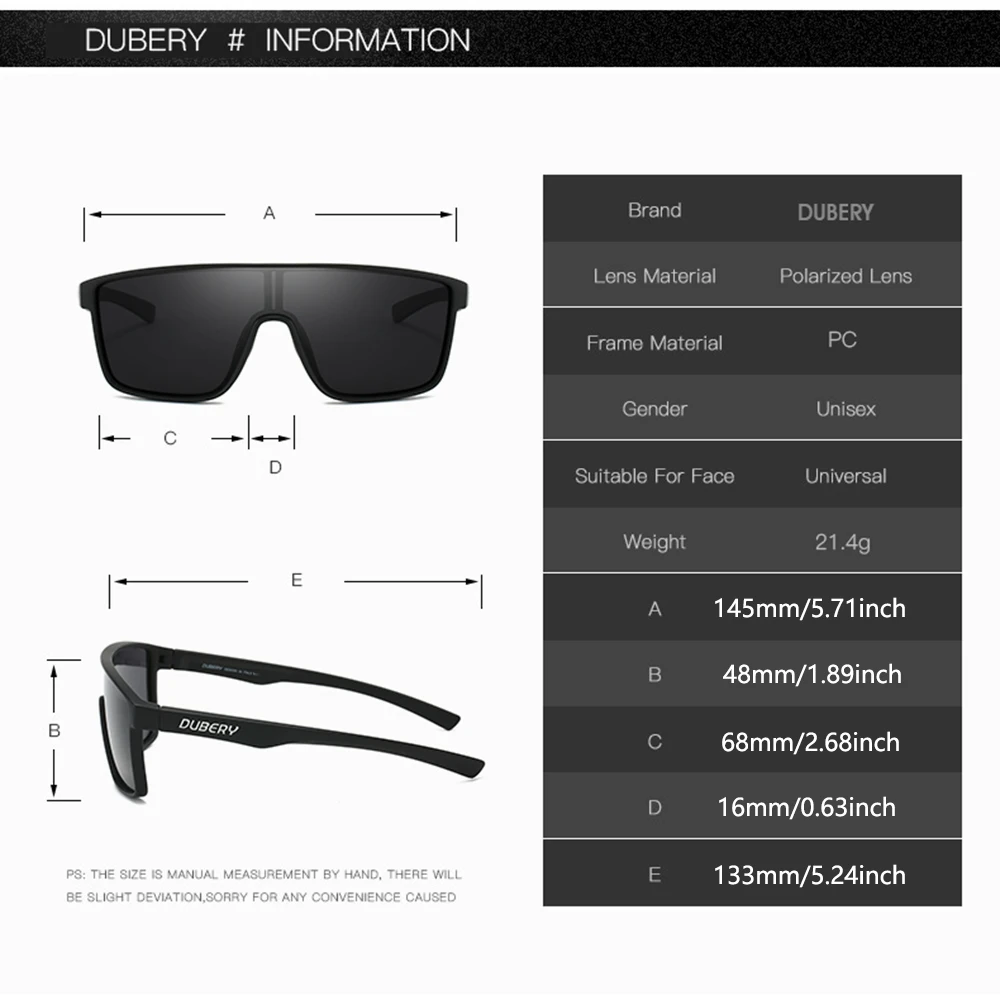 DUBERY Full Rim Polarized Sunglasses For Men And Women 9 Colors Model 379