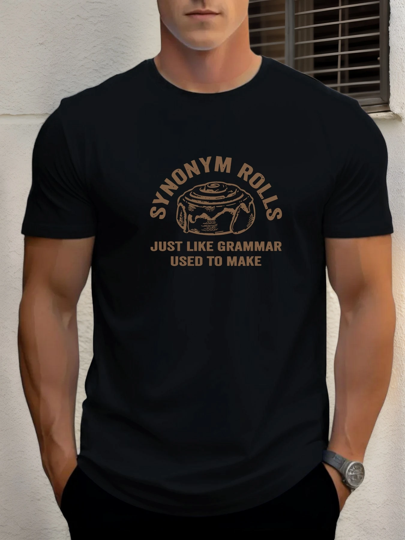 

Man Short Sleeve T-shirt SYNONYM ROLLS Print Summer Round Neck Oversized Tee Casual Fashion High Quality Clothing