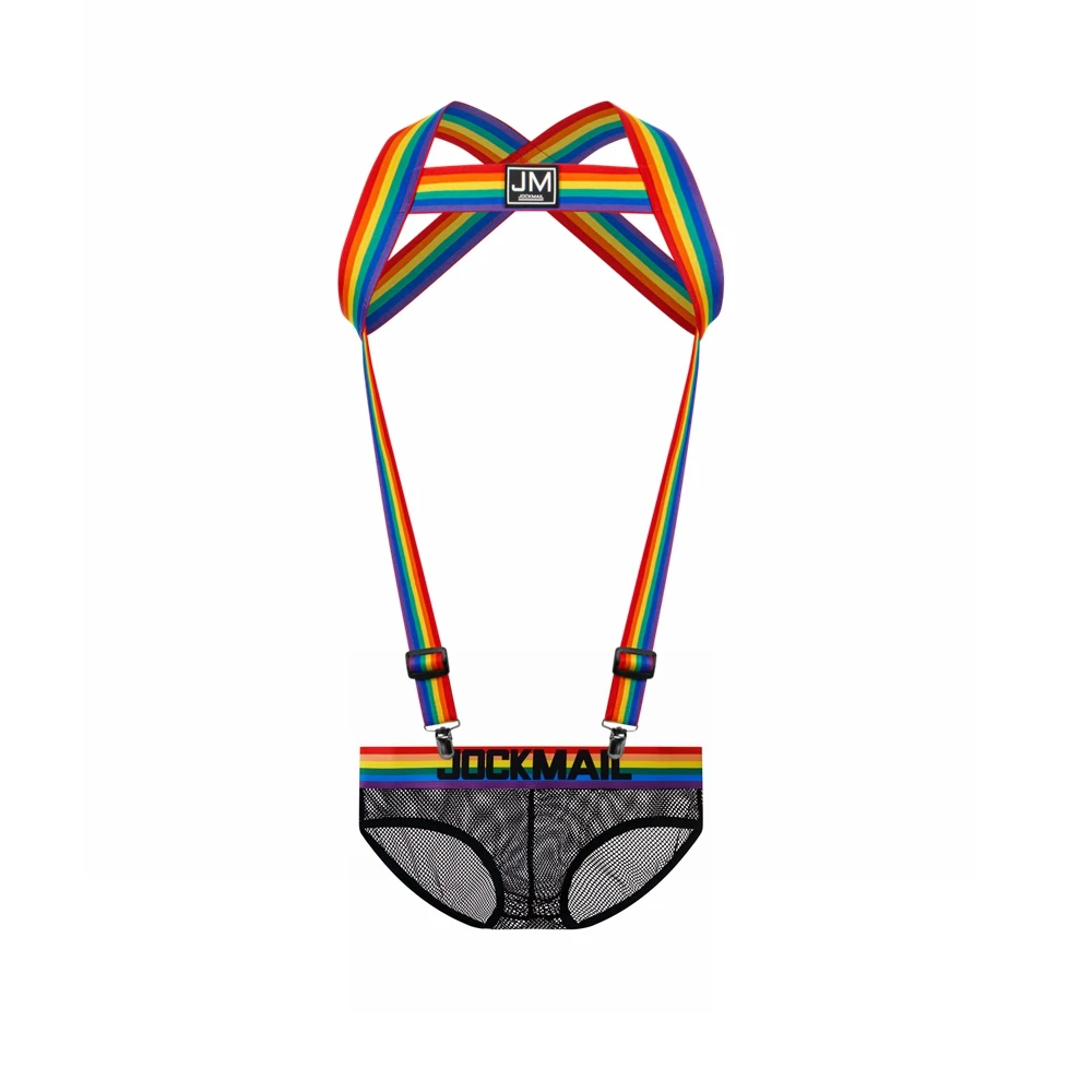 

JOCKMAIL Регулируемый эластичный ремень, съемный сплит-тип с нейлоновой сеткой, черно-белое мужское нижнее белье, дышащие трусы