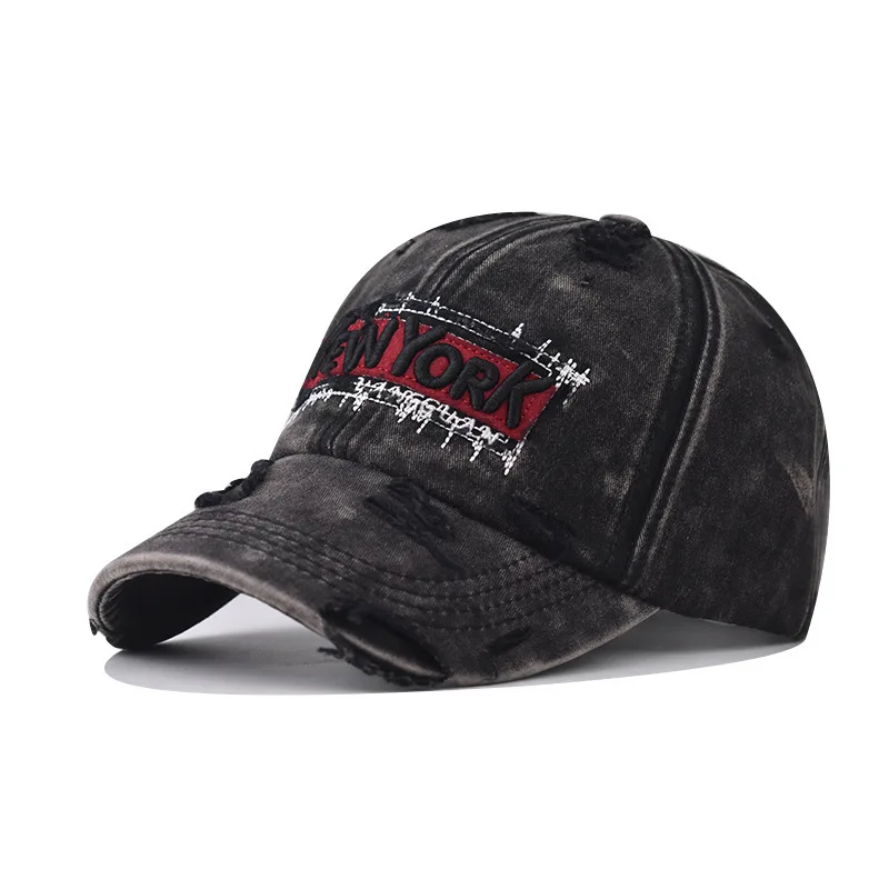 

Washed Vintage NEW YORK Large Embroidered Baseball Cap New Fabric Outdoor English Letter Duckbill
