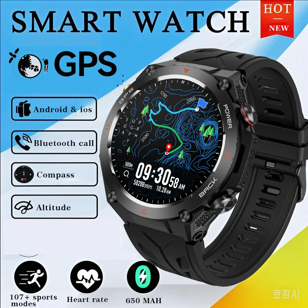 

2025 Новые спортивные умные часы с GPS, мужские водонепроницаемые фитнес-трекеры, Bluetooth-вызов, аккумулятор 650 мАч, умные часы, женский браслет