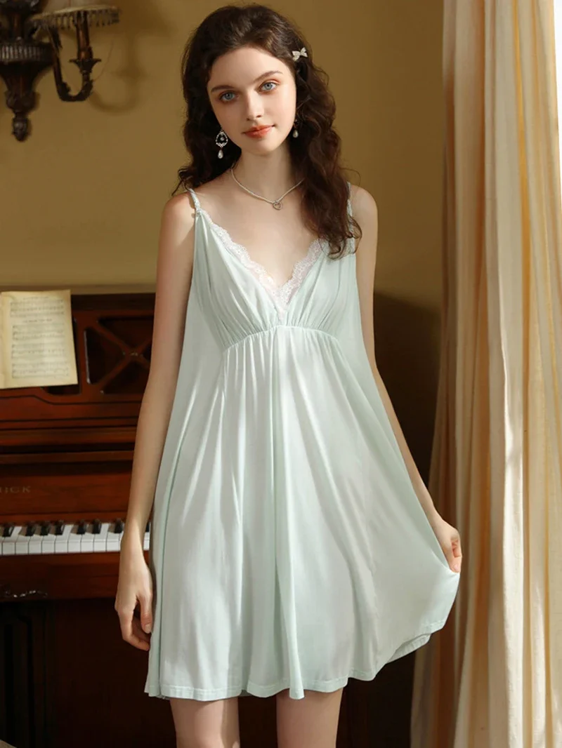 

Female Summer Victorian Nightgowns Ruffles Cotton Lace Hollow Out Nightdress Women Sweet Vintage Princess Sexy Loose Sleepwear