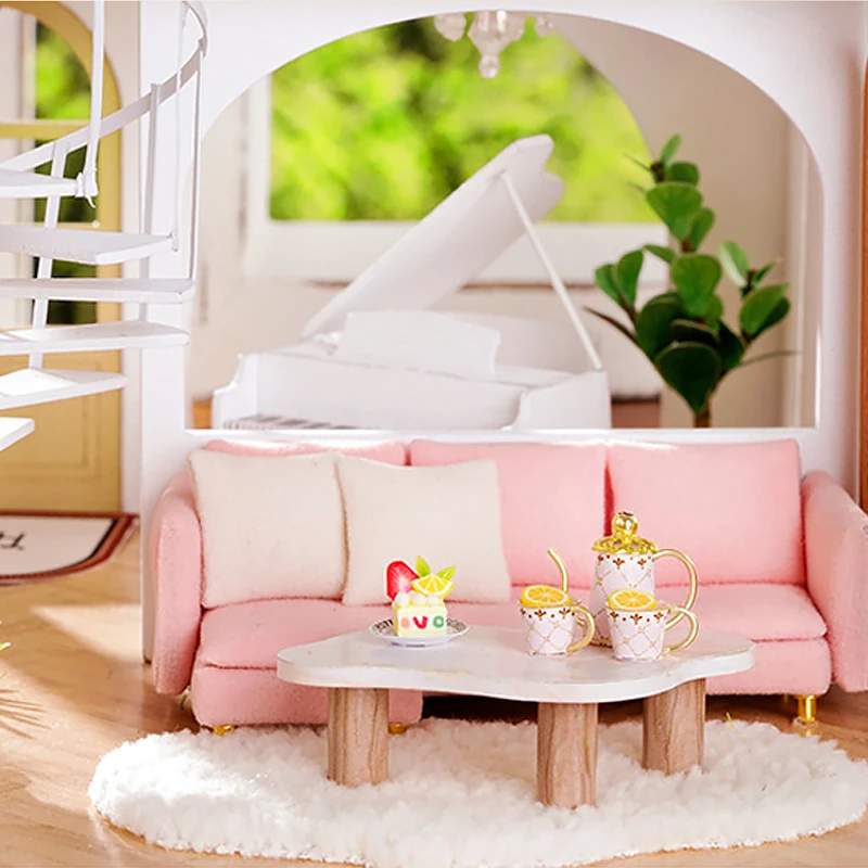 Doll House Mini DIY Small Kit Production Assembly Model Room Princess Toys Home Bedroom Decoration with Furniture Wooden Crafts