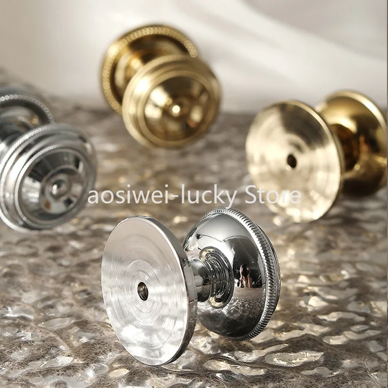 Gagang Padat Kuningan Amerika Retro, Lemari Modern Mewah Ringan Eropa, Gagang Tembaga Murni Lubang Tunggal untuk Laci Kabinet