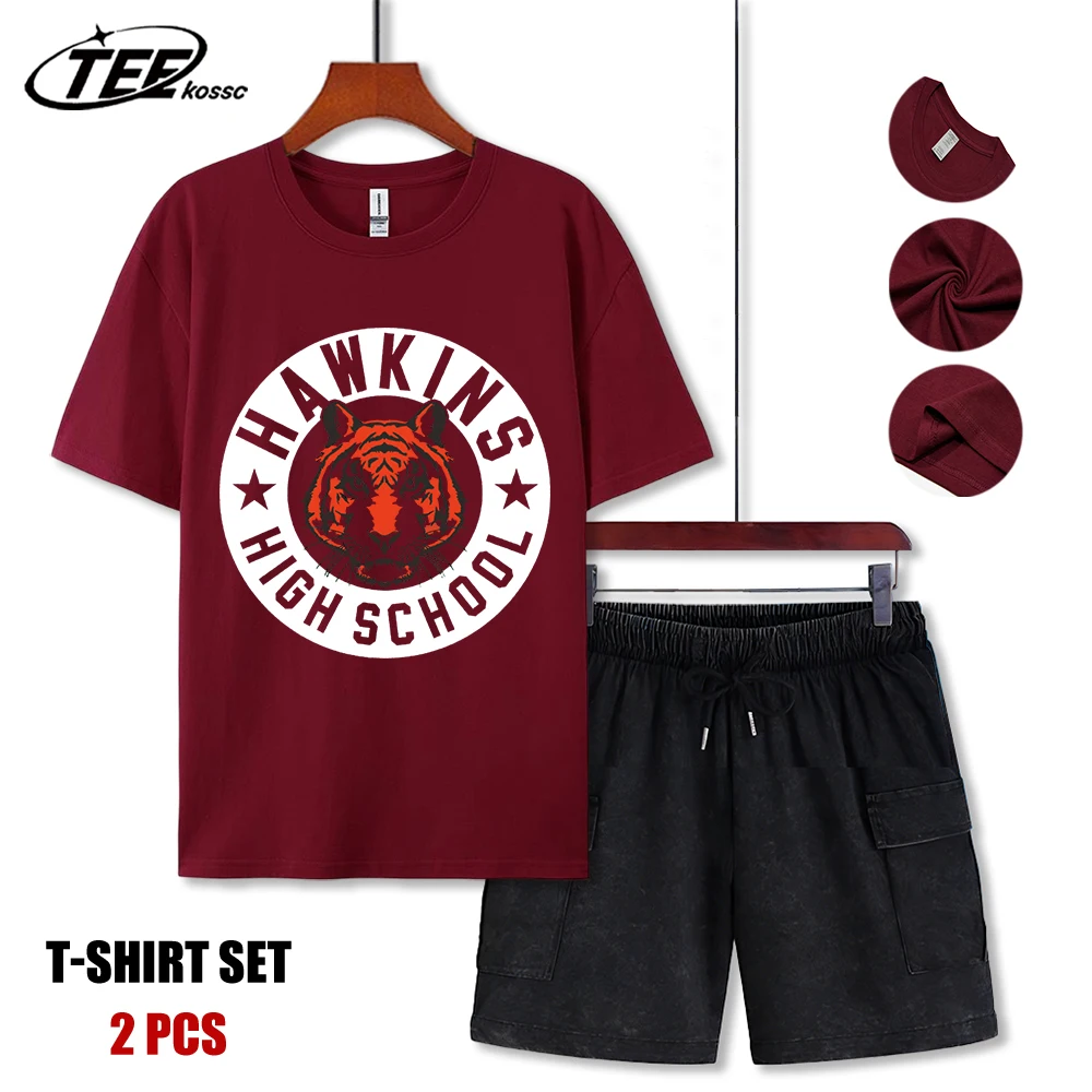 

Hawkins 1983 High School Printed Men T-Shirt Casual All-Match Short Sleeve Cotton Oversized Sportswear Summer Crewneck T Shirts