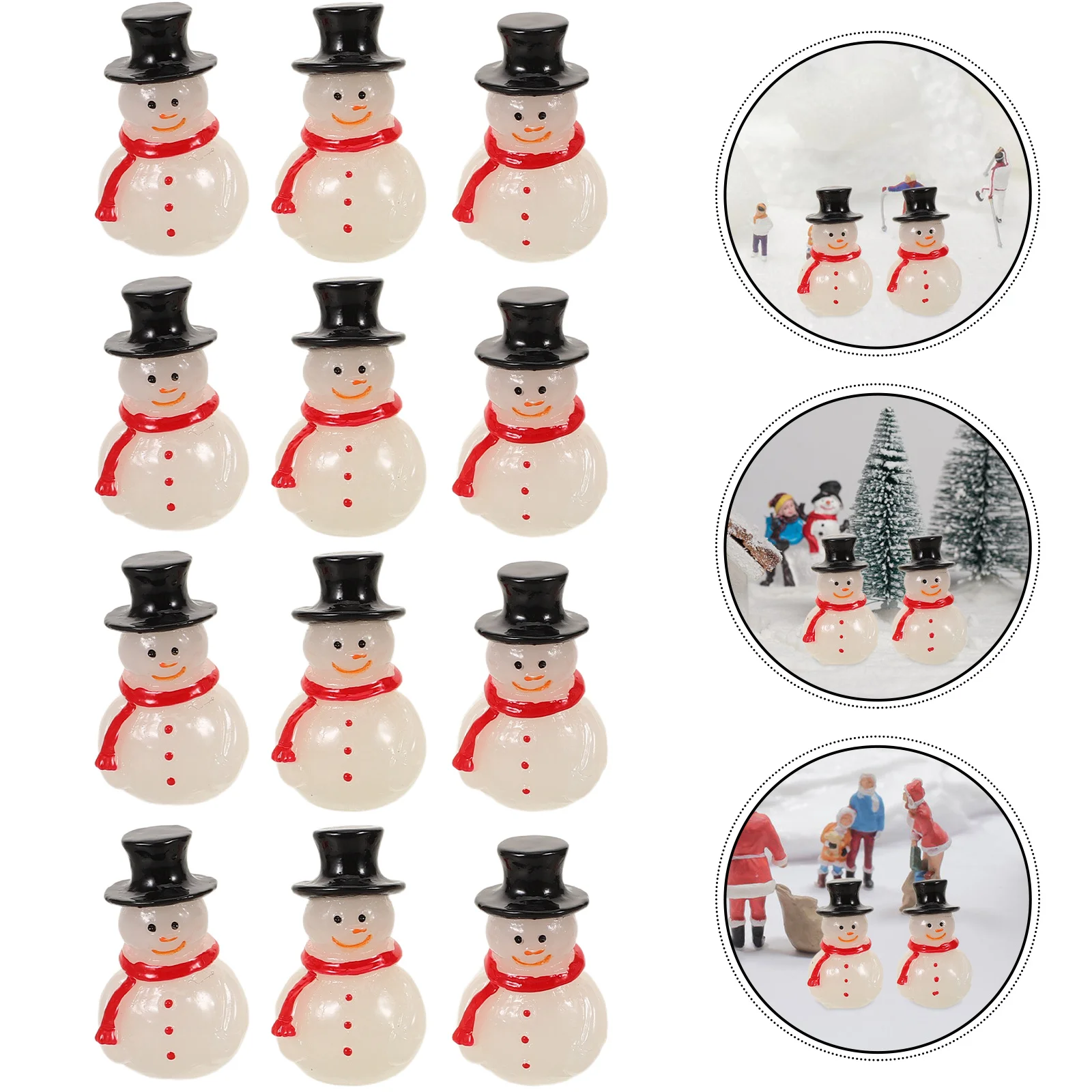 

16Pcs Mini Snowman Ornaments Resin Christmas Decor Glow in Dark Fairy Garden DIY Crafts Small Spaces Tiny Snowman Figurines