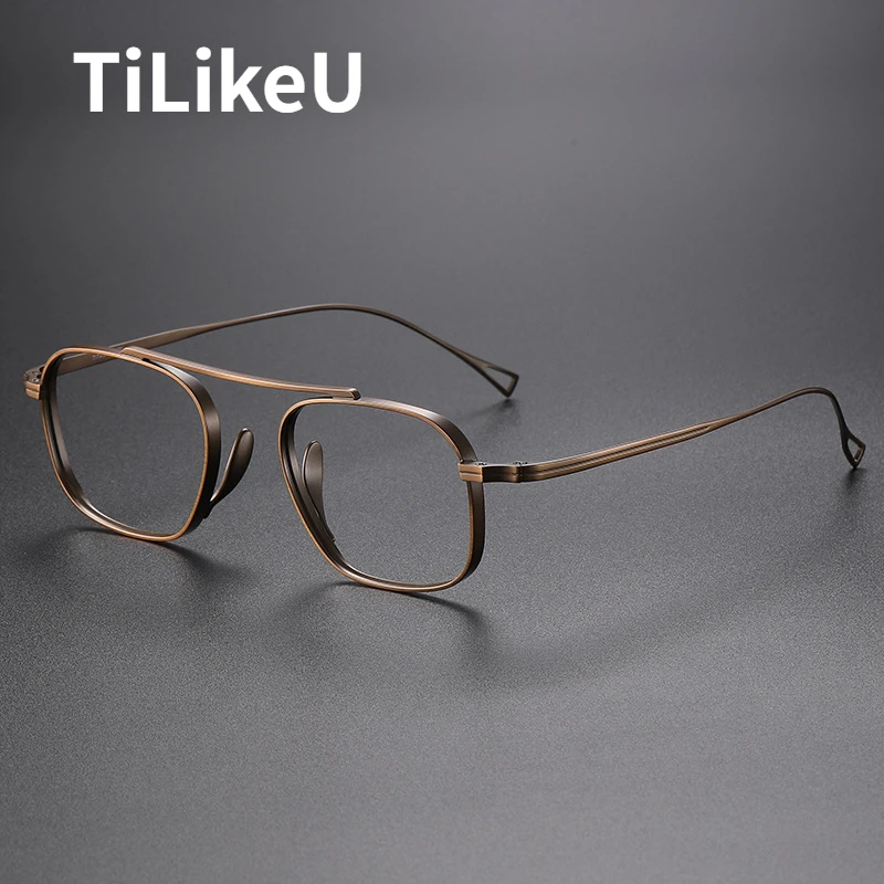 

2024 New Pilot Pure Titanium Eyeglasses Frame Japanese KMN Simple Retro Square Single Beam Aviator Handmade Myopia Glasses Frame