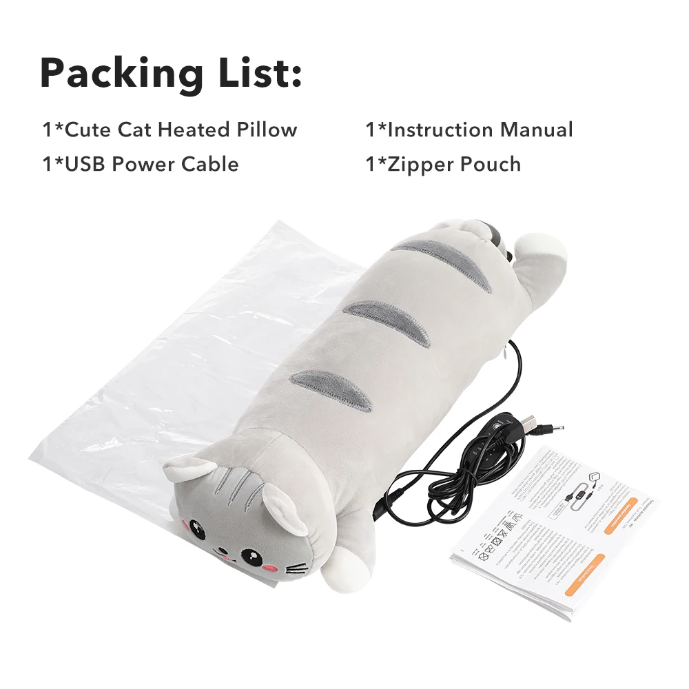 USB Charging Electric Heating Pad Period Heated Plush Cute Soft Cat Office Nap Pillow Lovely Cat Heating Pad For Gril Gift