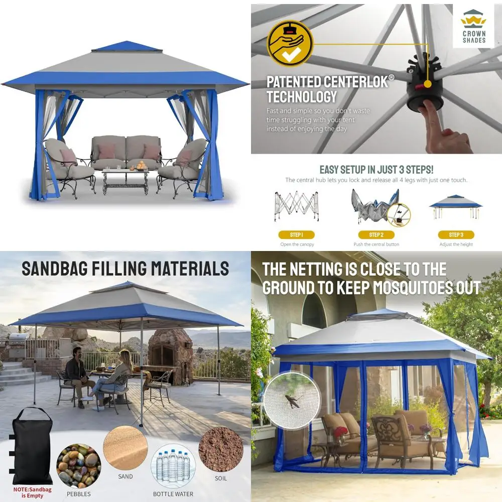 

Всплывающая беседка 13x13, палатка с навесом для открытого двора, патио, распродажа мебели - большая теневая конструкция