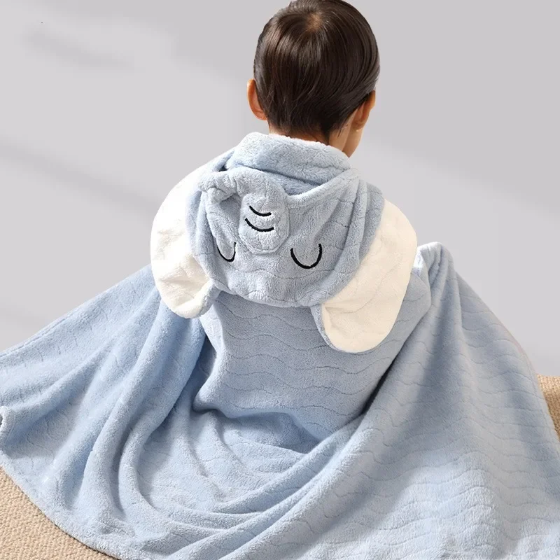 Asciugamano da bagno in cotone per bambini Asciugamano con cappuccio per bambini Simpatico cartone animato Accappatoio per bambini Coperta fasciatoio assorbente addensata