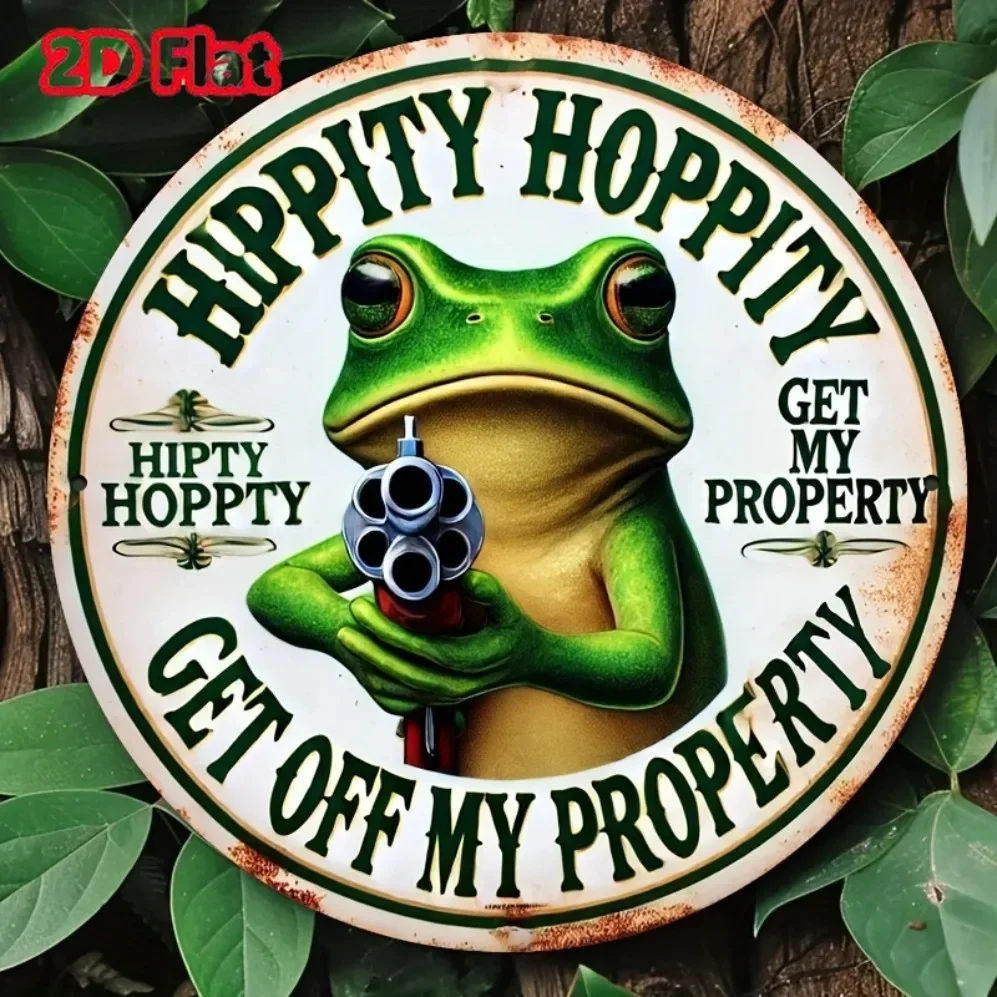 Vintage Metallschild, Frosch-Zimmerschild, lustige Blechschilder, Vintage Schlafzimmer-Türdeko, Hippity Hoppity Get Off My Property Schild