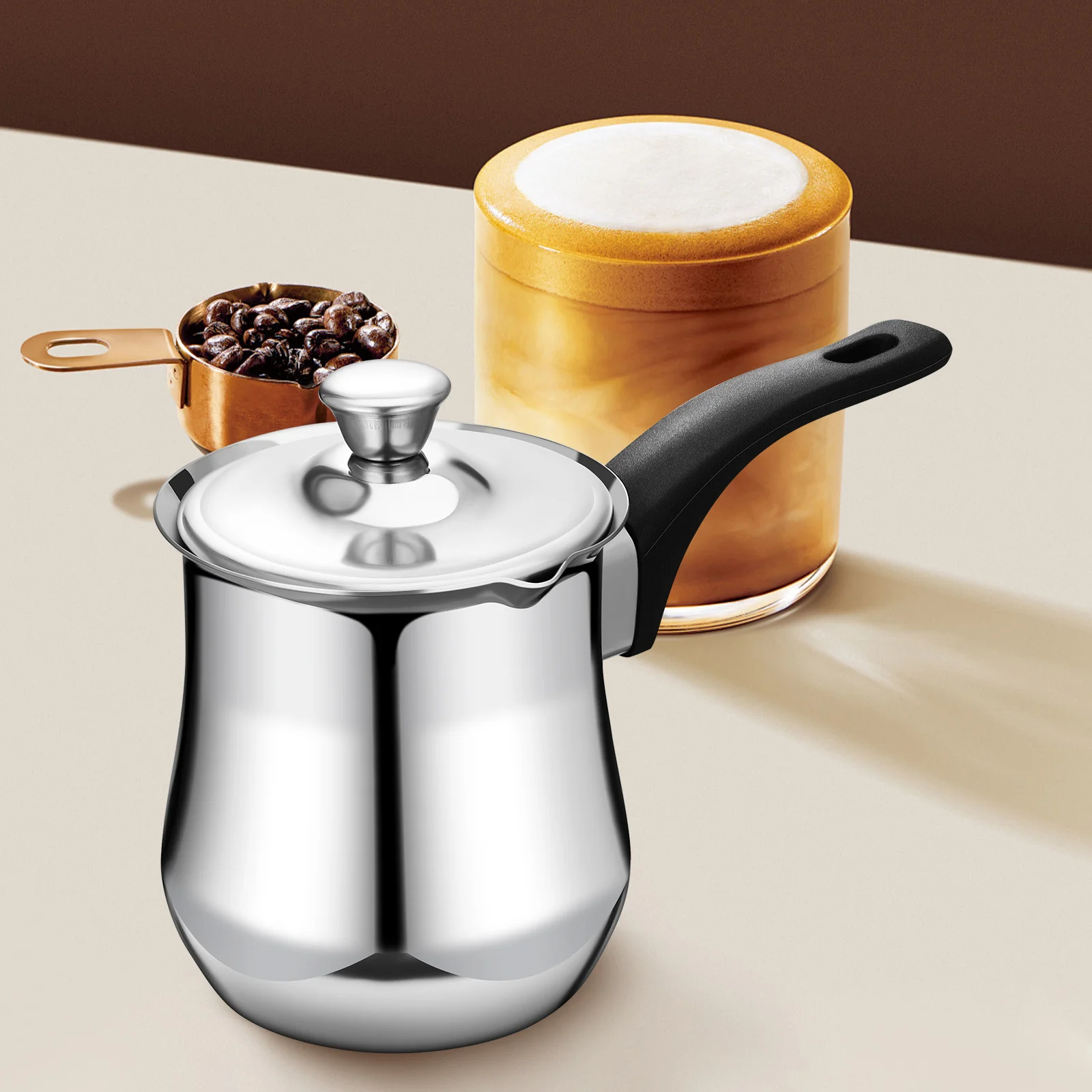 

360Ml Turkish Coffee Pot Stainless Steel Milk Warmer Butter Melting Sauce Pan For Stove Top Tea Kettle Cooking Soup Beverage