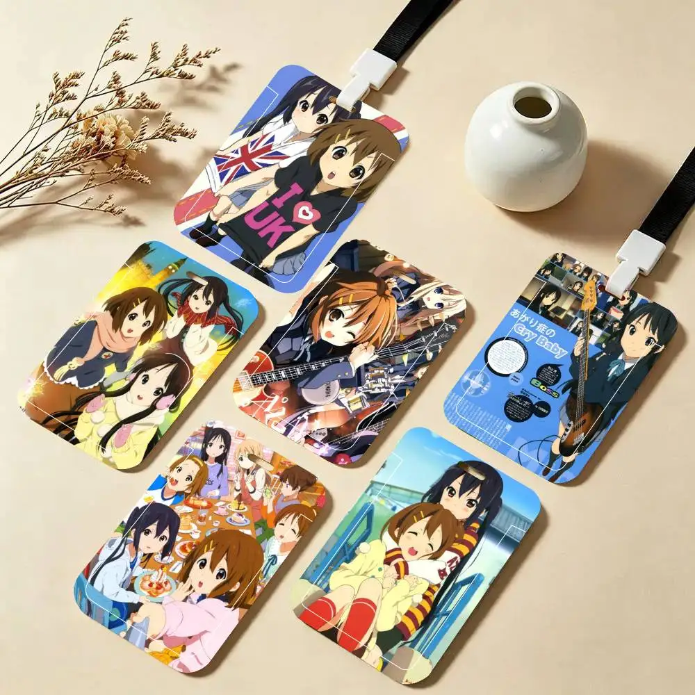 Anime Girl K-ON! ID Card Holder Neck Strap Pendant Door Badge Holder Lanyards Keychain Work Credential Case Gift