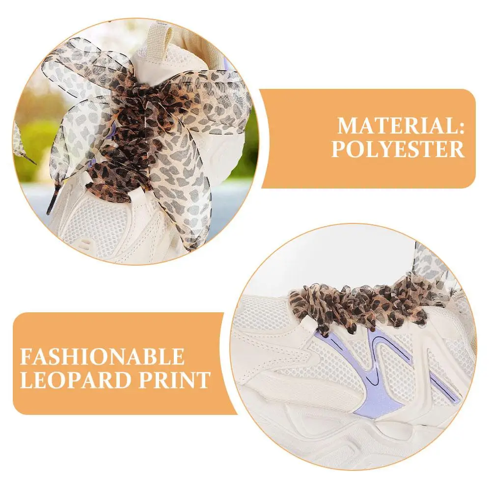 ริบบิ้นผ้าพันคอพิมพ์สัตว์ Shoelaces 4 ซม.กว้าง 110 ซม.ยาวเสือดาว Boot Laces รองเท้าแฟชั่น Lace Up รองเท้า