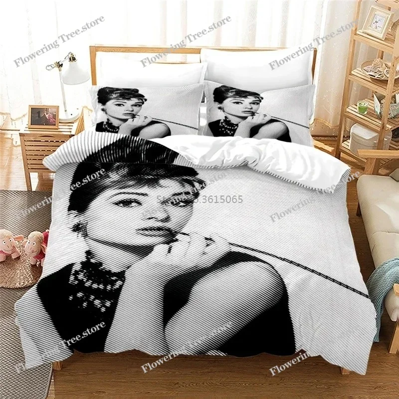 

Audrey Hepburn 3D Duvet Cover Set with Pillowcase Printed Bedding Set Single Double Twin Full Queen King Size for Bedroom Decor