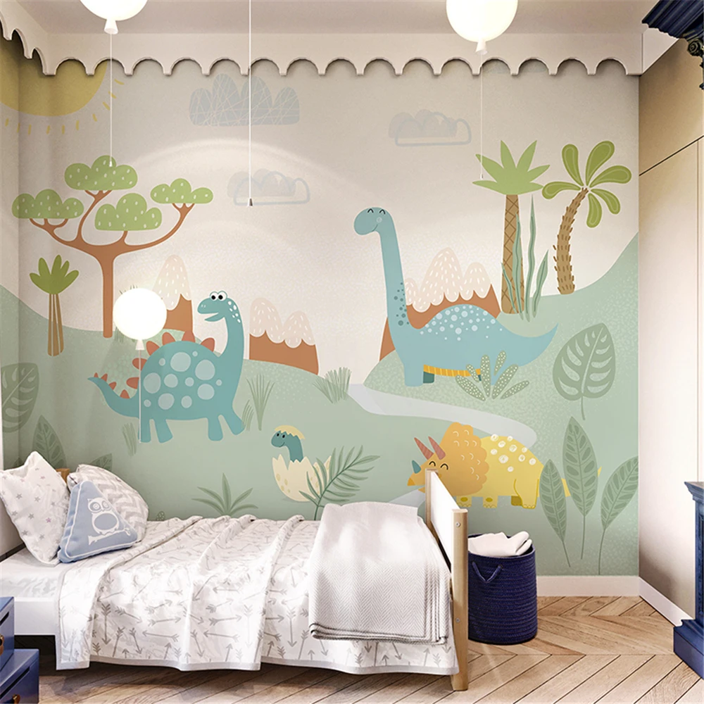 Custom Cartoon dinosaur wallpaper for children\'s room wallpaper for boys and girls\' bedroom background decoration maison decor