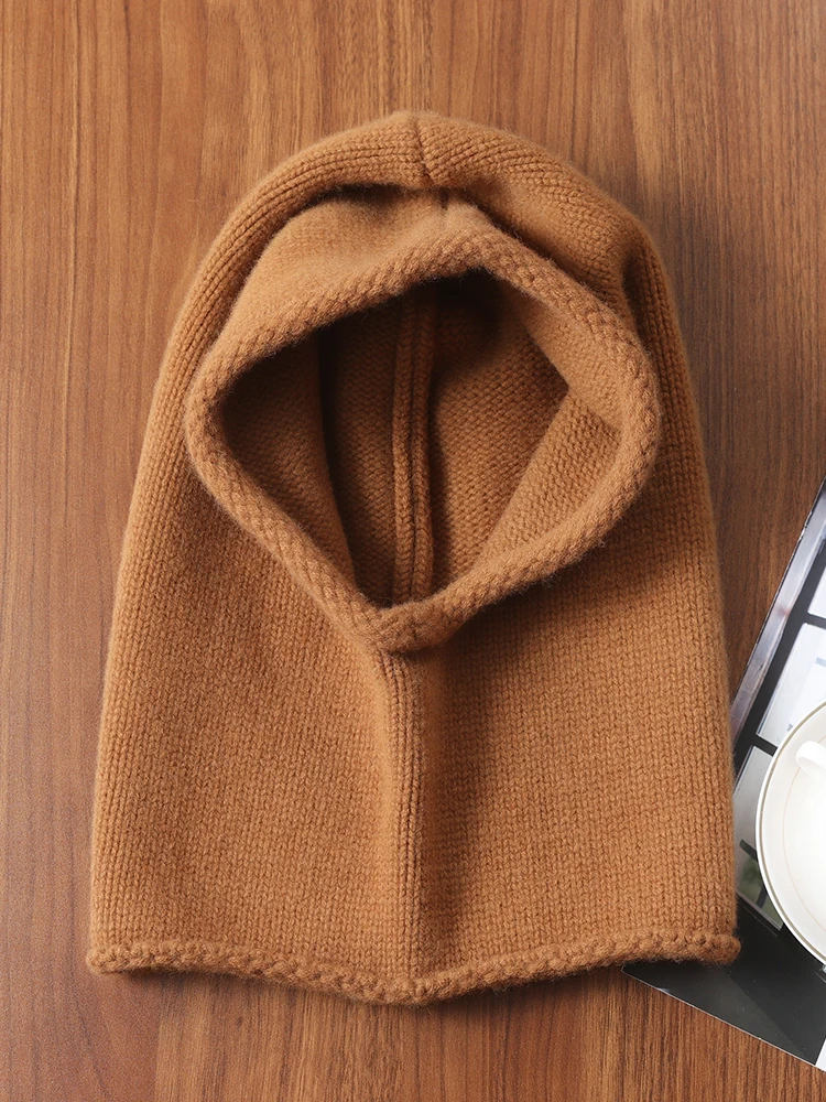 100%Wool Balaclava Hat for Women&Men Winter Soft Warm Hooded Scarf Cashmere Beanies Bonnet Neck Face Ear Protect Skullies Cap