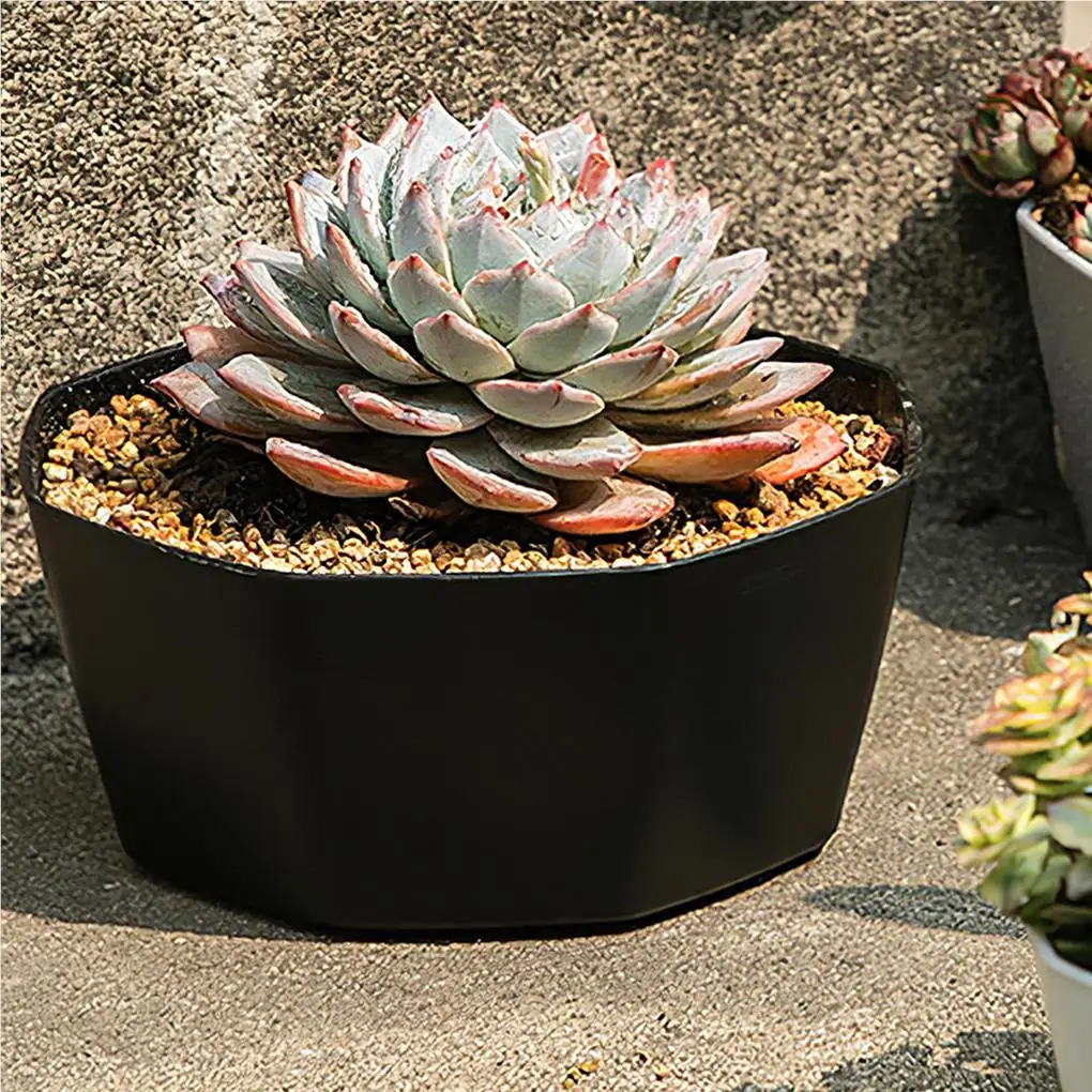 Succulent Planters with Tray Plastic Personality Decorations Flower Pot Large-caliber Style Plants Container Yellow