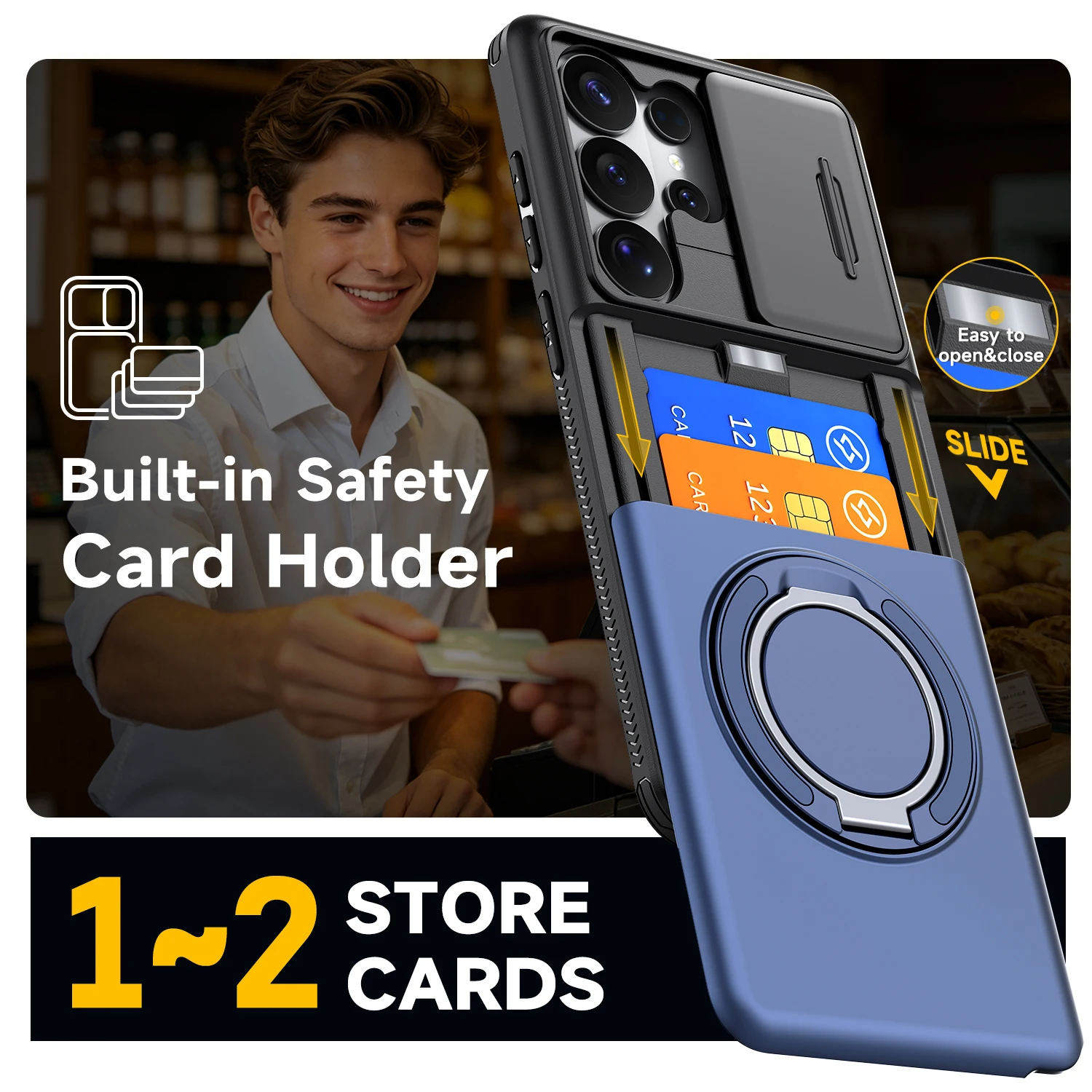 Magnetic Bracket Wallet Holder Phone Case for Samsung S26 S25 Plus S24 FE S23 S22 Ultra Slide Camera Protection Shockproof Cover - view 4